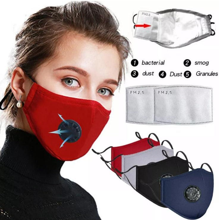 Washable Face Mask Cotton Mask Activated Carbon Filter Respirator Anti-fog PM2.5 with 2 filters (24 Hours Shipping) - A Plus Medical Scrubs