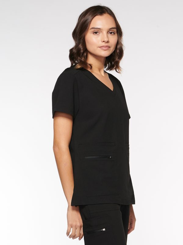 Womens Top Rounded V-Neck with 4 Pockets (94002) - A Plus Medical Scrubs