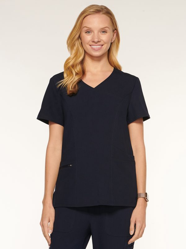 Womens Top Mock Wrap with 6 Pockets (94003)