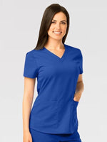 Load image into Gallery viewer, Womens Top Mock Wrap with 6 Pockets (94003) - A Plus Medical Scrubs
